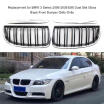 Parrillas De Repuesto Para BMW Serie 3 2006-2008 E90 E91 Rejilla De Parachoques Delantero De Doble Listón Negro Brillante