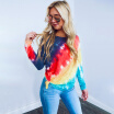 Camiseta De Color Degradado Para Mujer Otoño Invierno Nueva Camiseta Suelta Cuello Redondo Manga Larga 2019 Casual Multi Color Print Streetwear Mujer