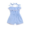 1-7T Kid Toddler Baby Girl Clothes Ruffle Suspender Tops Tassel Shorts Pom Pom Holiday Outfits Set Cute Casual Clothing