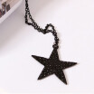 Fashion Long Chain Sweater Pendant Five-pointed Necklace Black