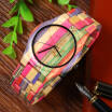 Bewell Male Quartz Watch Colorful Bamboo Made