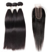 Allove 8A Brazilian Straight Hair Bundles 3pcs with 24 Closure