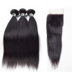 Amazing Star Straight Hair Bundles with Closure Malaysian Virgin Straight Hair with Closure Free Part Soft&Bouncy