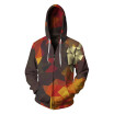 Aowofs New Mens 3D Printed Zipper Hoodies Womens Hooded Sweater Suede Inside BLL026