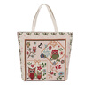 Muliti Pocket New Women Canvas Handbag Animal Floral Embroidery Jacquard Shoulder Bag Large Capacity Casual Shopping Bag Tote Wall