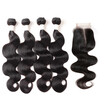Allove Remy Hair Brazilian Human Hair Weave Body Wave Hair 4pcs Bundles with Lace Closure Virgin Cheap Hair Extensions