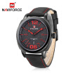 Naviforce 9127 Male Date Display Quartz Movt Watch Leather Strap Number Dial Wristwatch For Men