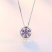 Round Pendant Necklaces For Women Cubic Zirconia Fashion Jewelry Anniversary Gift White Purple Ladies Short Chain G13