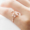 Fashion plated Zircon Ring Butterfly with Dandelion Flowers Open Ring