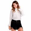 Camisa de mujer Soporte cuello manga flare Casual Top shirts Camisas blancas