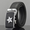 xsby Mens Belt Leather Fashion Belts Automatic Sliding Ratchet Adjustable Black Belt
