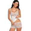 2pcs Sexy Women Satin Lace Sleepwear Babydoll Lingerie Nightdress Pajamas Set