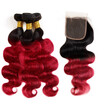 Ishow 8A Ombre Hair Brazilian Hair Weaves 3 Human Hair Bundles with Closure T1BBug Body Wave
