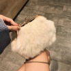 Qiao Bani 2018 Nueva Tendencia De Moda De Corea Dongdaemun Verdadera Bolsa De Cadena De Clip De Pelo De Conejo Bolsa De Hombro Diagonal Para Mujer