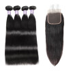 Brazilian Human Hair Weave Straight Hair 4pcs Bundles with Lace Closure Virgin Remy Hair Cheap Extensions