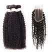 Allove 8A Brazilian Kinky Curly Hair Bundles 3pcs with 24 Lace Closure