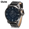 Oulm 3558 LED Scanning Leather Band Hombres Reloj De Doble Movimiento