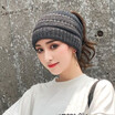 Warm wool hat for autumn&winter headwear ear-protecting hat fashionable bare ponytail open top knit hat