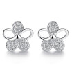 CZ Crystal Flower Stud Earrings For Women Bride Party Fashion Jewelry Brithday Gift Cubic Zirconia Accessories E161