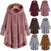 Women New Warm Hood Coat Teddy Bear Fleece Top Button Jacket Oversize Outwear Women New Warm Hood Coat Teddy Bear Fleece Top Button Jacket Oversize Outwear
