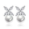 Cubic Zirconia Classic Stud Earrings For Women Imitation Pearl Fashion Jewelry Gift Female Accessories WHJ111