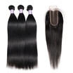 Ishow 8A Straight Human Hair 3 Bundles with 24 Lace Closure Brazilian Hair Bundles with Closure