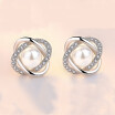 Cubic Zirconia Imitation Pearl Stud Earrings Fashion Jewelry Womens Accessories Female Ladies Valentines Day Gift WHJ94