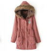 Winter large fur collar thick lambskin drawstring tooling large size cotton jacket long coat cotton coat