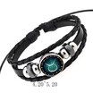 Sale Fashion 12 Constellations Leather Zodiac Sign with beads Bangle Bracelets For Men Boys Jewelry Travel Accessories Gifts