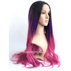 24 INCHES BLACK ROSE RED OMBRE COLOR STRAIGHT SYNTHETIC LACE FRONT WIG