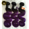 Ombre 1B Purlple Color Brazilian Virgin Human Hair Bundles Deal 3PcsLot Body Wave Hair Weave Extensions