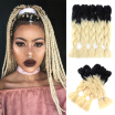 Synthetic Jumbo Braid Hair 5Pcs 24" Two Tone Ombre High Temperature Kanekalon Synthetic Fiber for Twist Black-Blonde