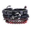 Black Brown Leather Rope Men Woman Bracelet Anchor Charm Multi Layer Hand chain Beads Adjustable Simple Style wristband Jewelry Gi