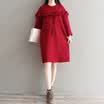 City plus CITYPLUS 2017 winter new style women women retro wild round collar wood ear long long sleeves dress CWQZ17T173 red L