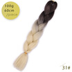 AISI HAIR 100gpcs 24inch Kanekalon Jumbo Braids Hair Ombre Two Tone Colored Synthetic Hair for Dolls Crochet Hair