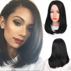 AISI HAIR Synthetic Hair Short Straight Bob Wigs for Black Women Middle Part Black Bob Cut Wig