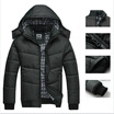 Winter Coat Men Black Puffer Jacket Warm Overcoat Parka Outwear Cotton Padded Hooded Down Coat