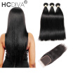 HCDIVA Malaysian Straight Hair With Closure 3 Bundles With Closures Cheap Human Hair With Closure Piece Straight Hair Weave