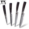 XYj VG10 Cuchillo De Cocina Con Cuchilla De Acero Cuchillo Con Patrón De Acero De Damasco Japonés Juego De 4 Piezas