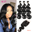 3 Bundles Hair With Lace Closure Brazilian Body Wave Human Hair Bundles with Closure Free Middle Three Part Alot Hiar Products