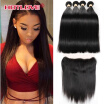 Brazilian Virgin Hair Straight 4 Bundles with Lace Frontal Ear to Ear Natural Hairline 134 Frontal with Human Hair Weaves 5pcsL