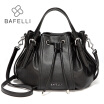 BAFELLI autumn&winter new arrival genuine leather handbag vintage pumpkin bag panelled half moon shoulder bag women bag