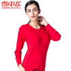 Snow flying cotton autumn clothing long trousers mens basic thermal underwear set thin section cotton bottoming cotton sweater X230 female models black round neck 170
