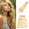 Peruvian Blonde Bundles Color 613 Body Wave Human Hair Weave Ear to Ear 134 Blonde Lace Closure with Bundles with Baby Hair