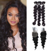 7A Malaysian Virgin Hair 3 Bundles With 4x4 Closure Loose Wave Hair Beautiful Unprocessed Human Hair Fashion Style New Arrival