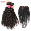Malaysian Curly Hair With Closure Kinky Curly Virgin Hair 3Pcs Bundles With Closure