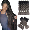 Kanekalon Hair Ombre Twist Braiding Hair High Temperature Hair Extensions 5PcsLot 100gPc 24" Black-Dark Grey