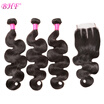 BHF HAIR 8A virgin Human Hair Extensions Brazilian Hair Weave 3 Bundles Body Wave With 4x4 Closure Swiss lace baby hair