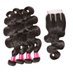 BHF Hair Peruvian Virgin Human Hair Body Wave Lace Closure Bleached Knots Natural Color With Baby Hair