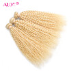 Alot Hair Peruvian Virgin Blonde Hair Kinky Curly 3 Pcs Lot 100 Peruvian Human Curly Hair Color 613 Light Blonde Weave